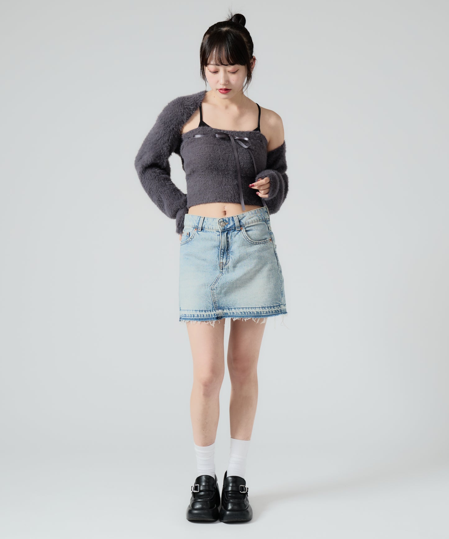 Chick / Ribbon Knit camisole + Knit Cardiganリボンニットキャミ + ニットカーディガン アンサンブル 2点セット