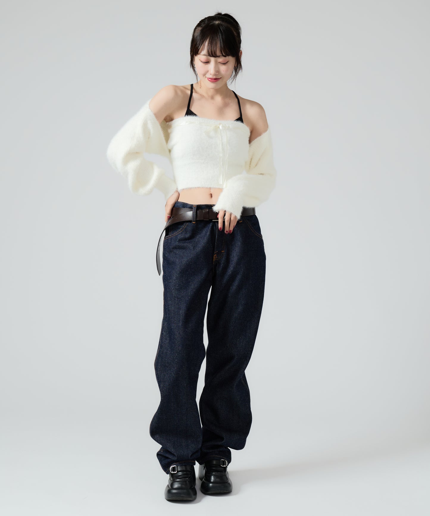 Chick / Ribbon Knit camisole + Knit Cardiganリボンニットキャミ + ニットカーディガン アンサンブル 2点セット