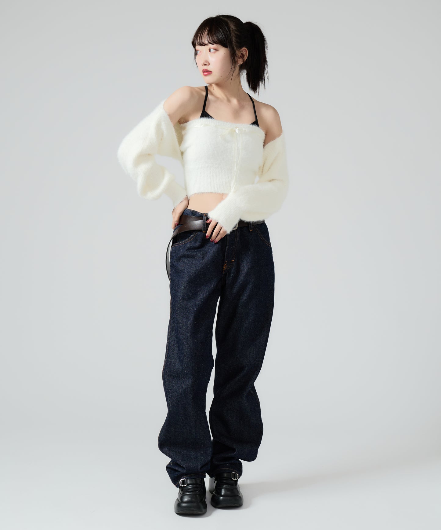 Chick / Ribbon Knit camisole + Knit Cardiganリボンニットキャミ + ニットカーディガン アンサンブル 2点セット