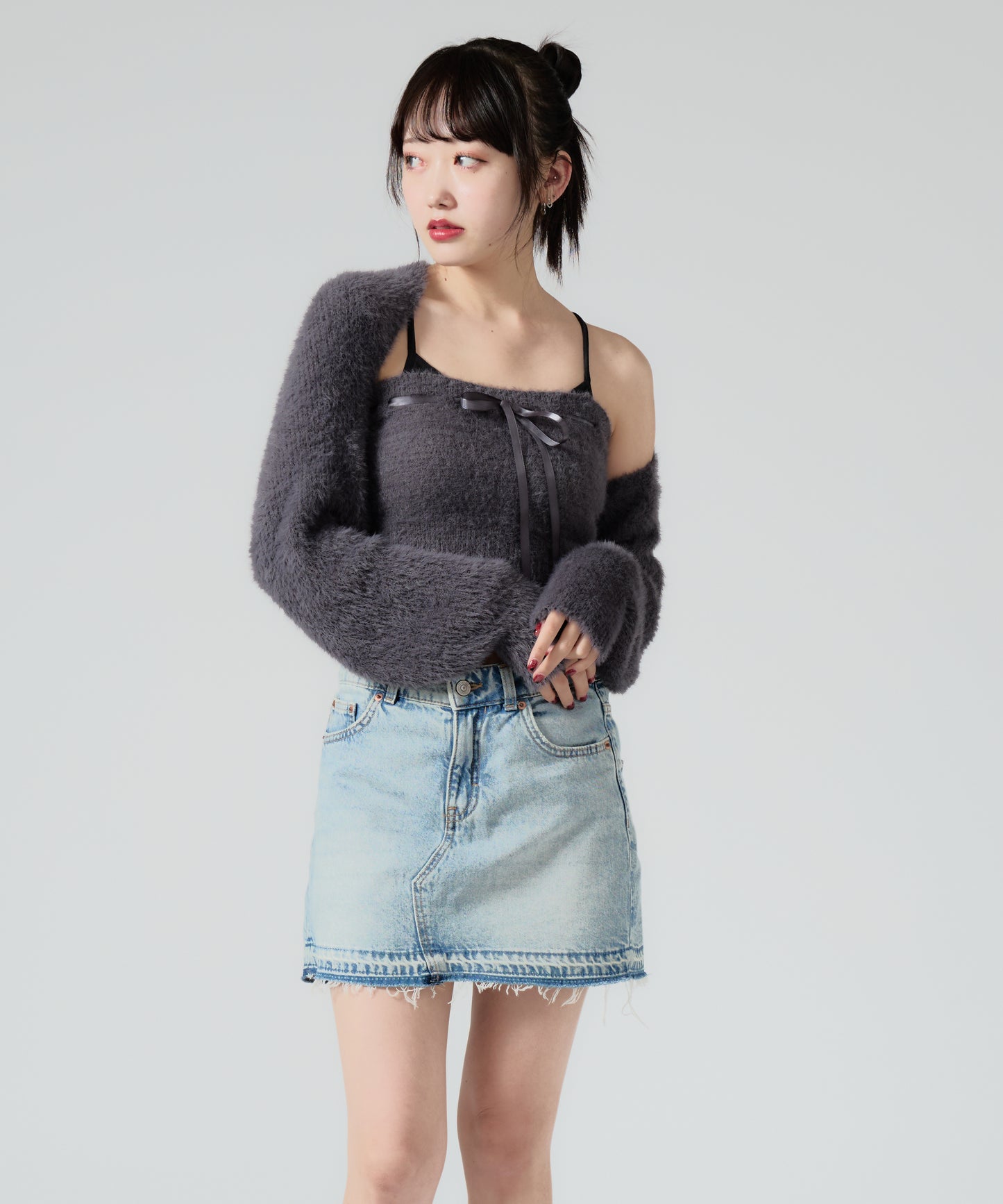 Chick / Ribbon Knit camisole + Knit Cardiganリボンニットキャミ + ニットカーディガン アンサンブル 2点セット