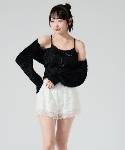 Chick / Ribbon Knit camisole + Knit Cardiganリボンニットキャミ + ニットカーディガン アンサンブル 2点セット