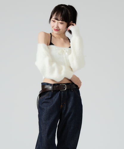 Chick / Ribbon Knit camisole + Knit Cardiganリボンニットキャミ + ニットカーディガン アンサンブル 2点セット