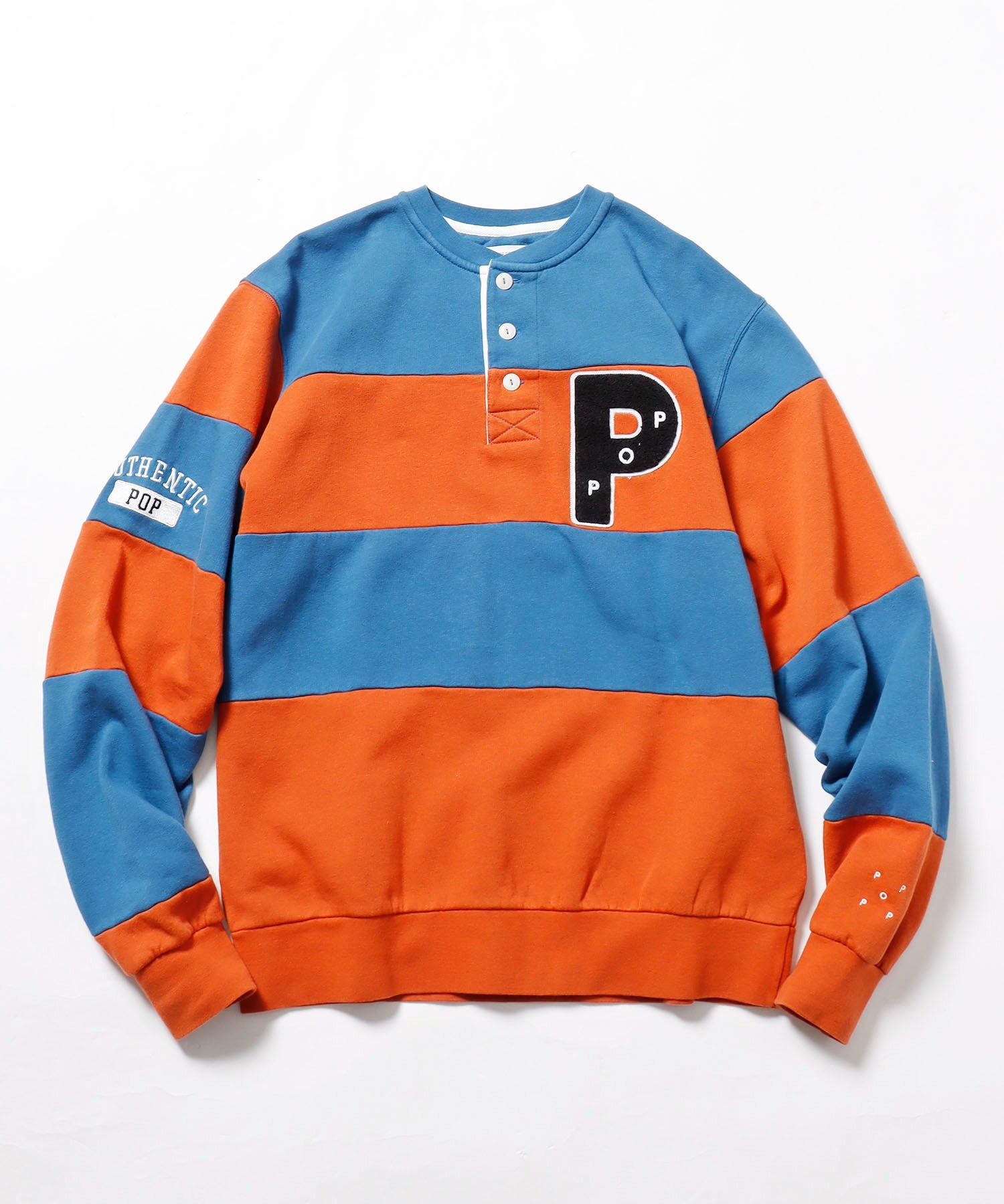 POP TRADING COMPANY/ポップトレーディングカンパニー striped henley rugby sweat