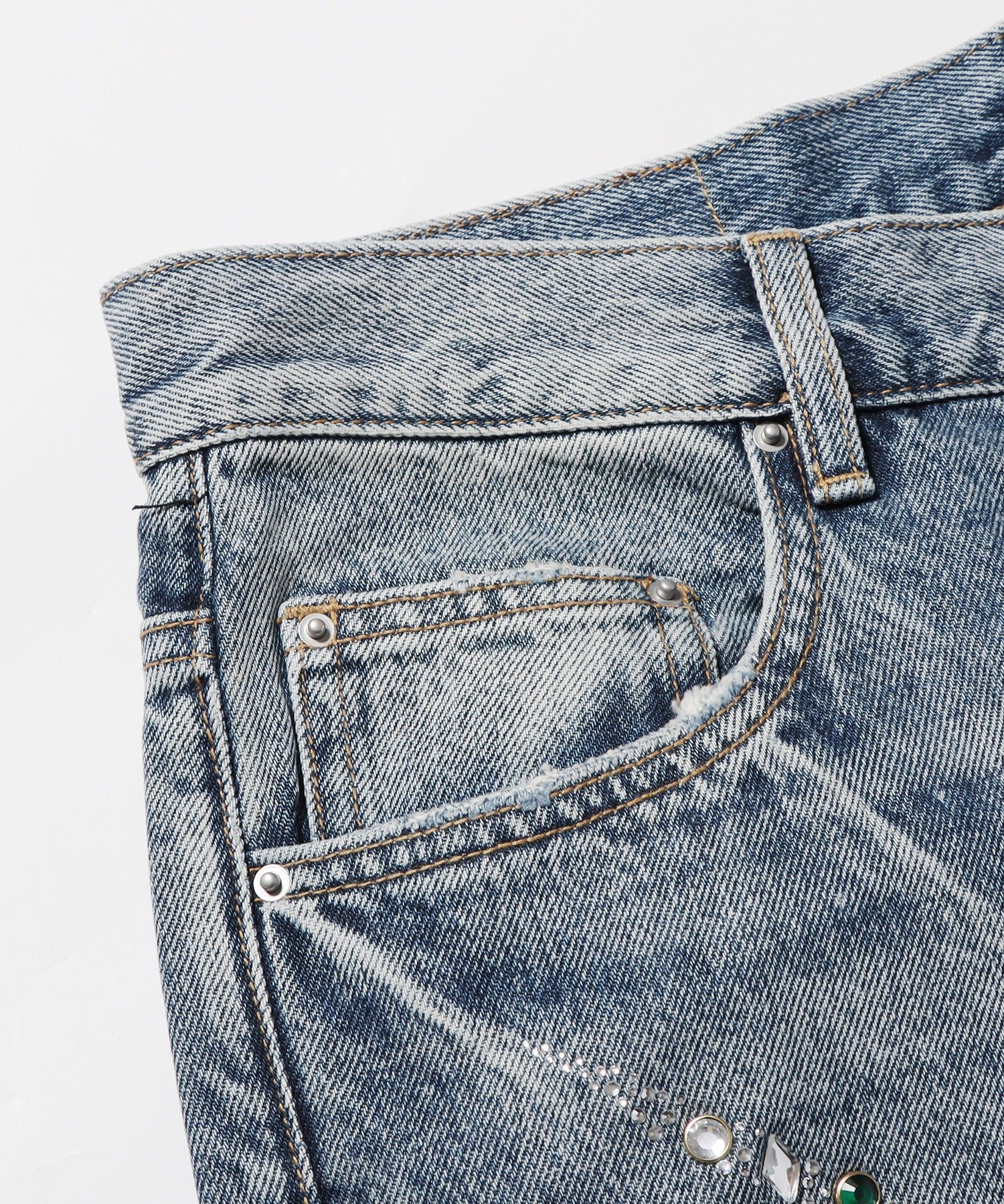 SUPPLIER/サプライヤー CRASHED RHINESTONE WIDE DENIM